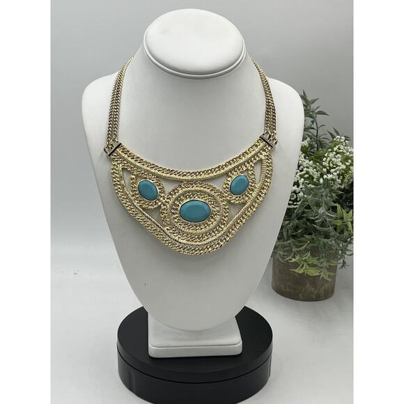 Wendy Williams Oval Shape Blue Turquoise Crescents 17" Statement Necklace NWOT - Picture 14 of 14